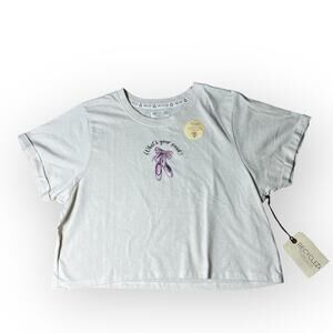 Recycled Threads new girls boxy crop ballet graphic tee
